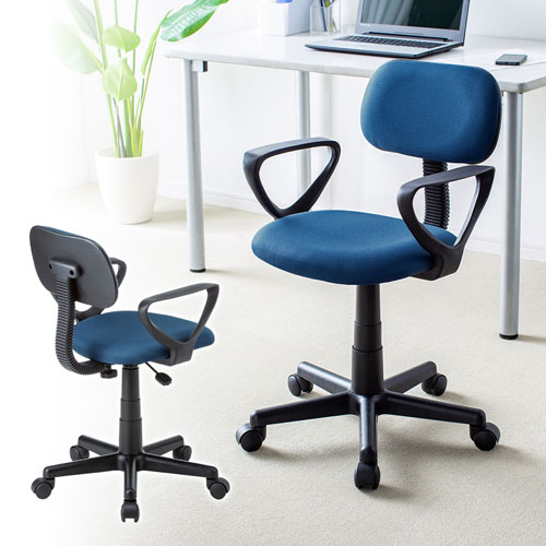 オフィスチェア（OAチェア・ローバック・スタンダード・リーズナブル・肘付・ブルー）サンワサプライ SNC-A1ABL