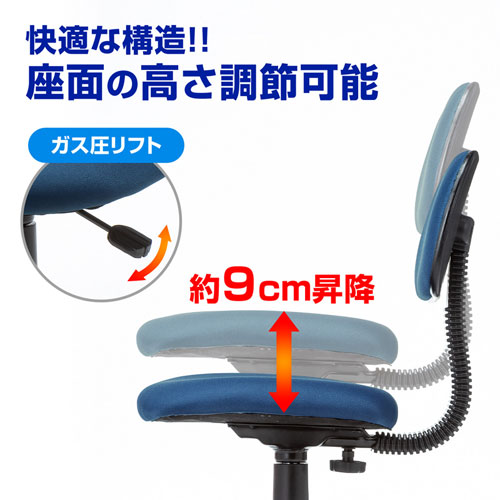 オフィスチェア（ホームチェア・OA・パソコン・スタンダード・エコノミー・リーズナブル・ブルー） SNC-A1BL サンワサプライ