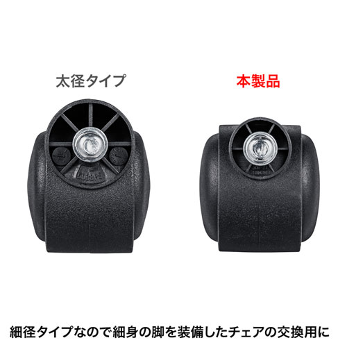 キャスター(ナイロン・OAチェアー用・5個セット・双輪キャスター・静音・細径タイプ・ブラック) SNC-CAST9 サンワサプライ