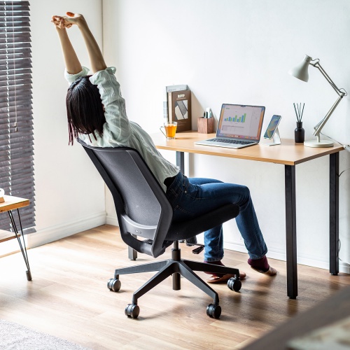 メッシュチェア（海洋プラスチック・再生PET素材使用・シンクロロッキング機能・シンプル・おすすめ・ ブラック） SNC-E11BK サンワサプライ