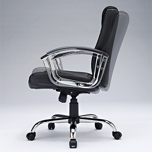 本革張りでメタルフレームのミドルバックレザーチェア（肘付き・書斎＆オフィス） SNC-L10K サンワサプライ