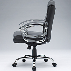 本革張りでメタルフレームのミドルバックレザーチェア（肘付き・書斎＆オフィス） SNC-L10K サンワサプライ