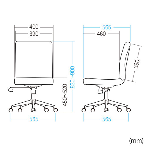 レザーチェア(PUレザー・シンプル・肘なし・ロッキング機能・ブラック)