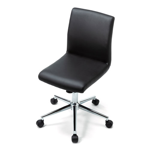 レザーチェア(PUレザー・シンプル・肘なし・ロッキング機能・ブラック)