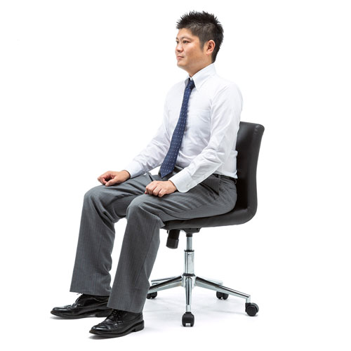 レザーチェア(PUレザー・シンプル・肘なし・ロッキング機能・ブラック)