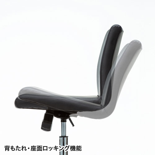 レザーチェア(PUレザー・シンプル・肘なし・ロッキング機能・ブラック)