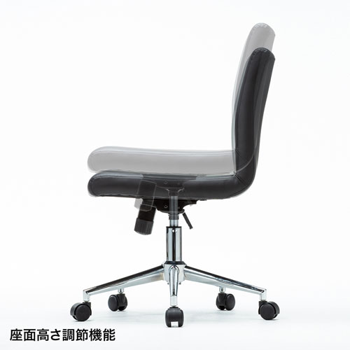 レザーチェア(PUレザー・シンプル・肘なし・ロッキング機能・ブラック)