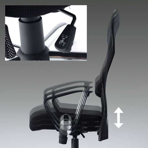 メッシュチェア(ネット・ハイバック・ロッキング・肘付き・ブラック・SNC-NET15ABK・サンワサプライ)