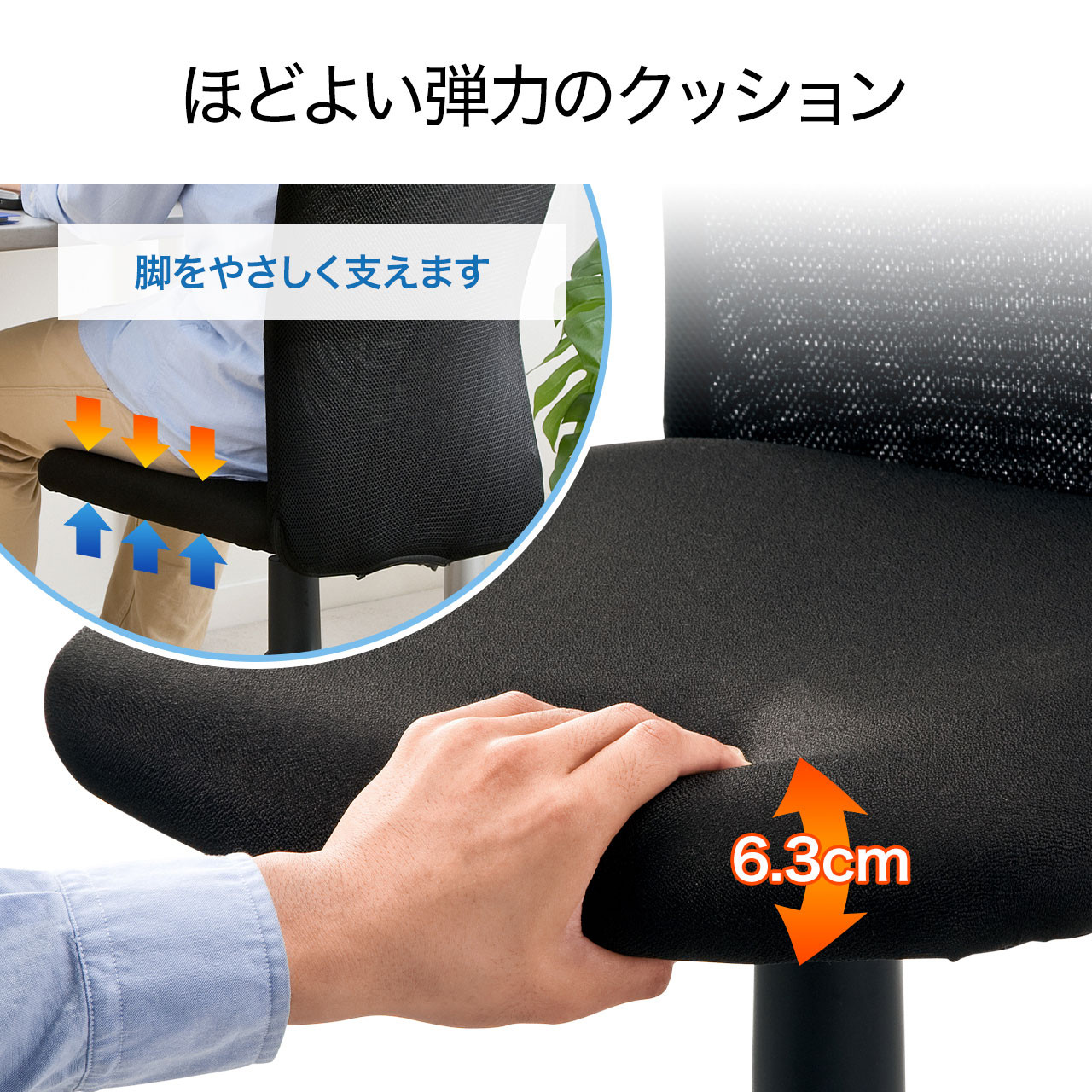 メッシュチェア(ネット・ミドルバック・ロッキング・肘なし・ブラック)SNC-NET18BK2 サンワサプライ