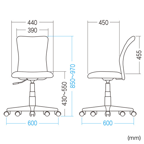メッシュチェア(ネット・ミドルバック・ロッキング・肘なし・ブラック)SNC-NET18BK2 サンワサプライ