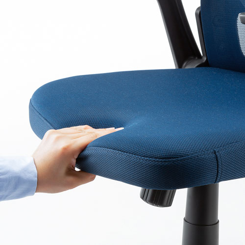 メッシュチェア(オフィス・跳ね上げ肘・ロッキング機能・ランバーサポートつき・ブルー) SNC-NET21BL サンワサプライ