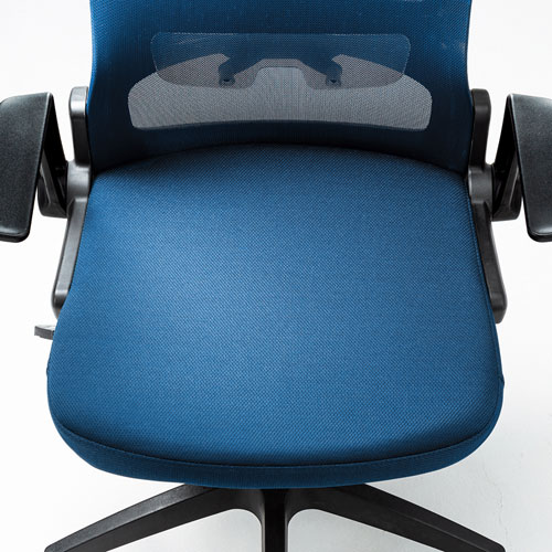 メッシュチェア(オフィス・跳ね上げ肘・ロッキング機能・ランバーサポートつき・ブルー) SNC-NET21BL サンワサプライ