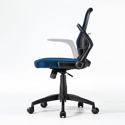 メッシュチェア(オフィス・跳ね上げ肘・ロッキング機能・ランバーサポートつき・ブルー) SNC-NET21BL サンワサプライ