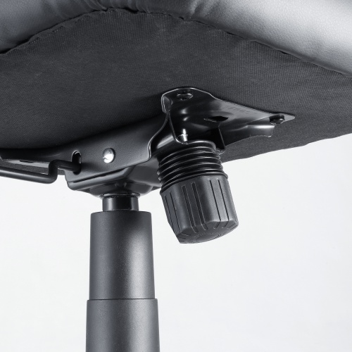 メッシュチェア（ひじはね上げ・高さ調節可能ランバーサポート付・座面ビニールレザー・ロッキング・背座一体型ロッキング・キャスター付・ブラック）