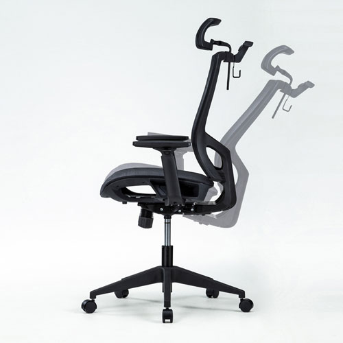 メッシュチェア（ロッキング・座面昇降・ひじあてつき・ヘッドレストつき・ハンガー付き・キャスター・ブラック