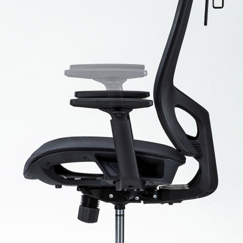 メッシュチェア（ロッキング・座面昇降・ひじあてつき