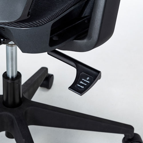 メッシュチェア（ロッキング・座面昇降・ひじあてつき・ヘッドレストつき・ハンガー付き・キャスター・ブラック