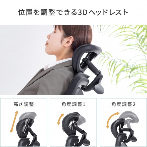 オフィスチェア（メッシュ・シンクロロッキング・3Dアームレスト・ハイバック・座面メッシュ・オットマン・3Dヘッドレスト・ランバーサポート・ハンガー付き）
