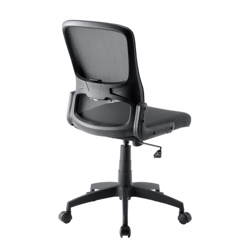 メッシュチェア（高さ調節可能ランバーサポート付・座面布生地・ロッキング・背座一体型ロッキング・キャスター付・ブラック）