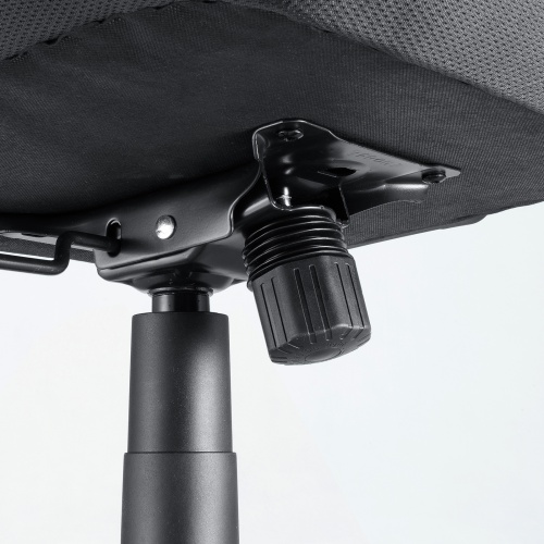 メッシュチェア（高さ調節可能ランバーサポート付・座面布生地・ロッキング・背座一体型ロッキング・キャスター付・ブラック）