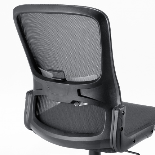 メッシュチェア（高さ調節可能ランバーサポート付・座面布生地・ロッキング・背座一体型ロッキング・キャスター付・ブラック）