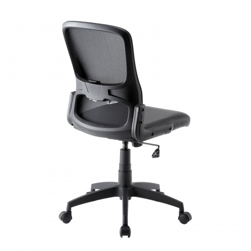 【アウトレット】メッシュチェア（高さ調節可能ランバーサポート付・座面ビニールレザー・ロッキング・背座一体型ロッキング・キャスター付・ブラック）