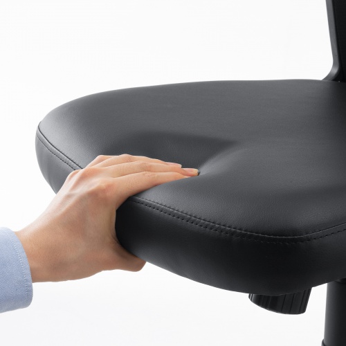 【アウトレット】メッシュチェア（高さ調節可能ランバーサポート付・座面ビニールレザー・ロッキング・背座一体型ロッキング・キャスター付・ブラック）