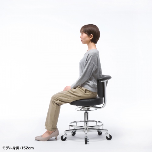 作業用ワークスツール（レザー・スチールメッキ・キャスター） SNC-RD10VBK サンワサプライ