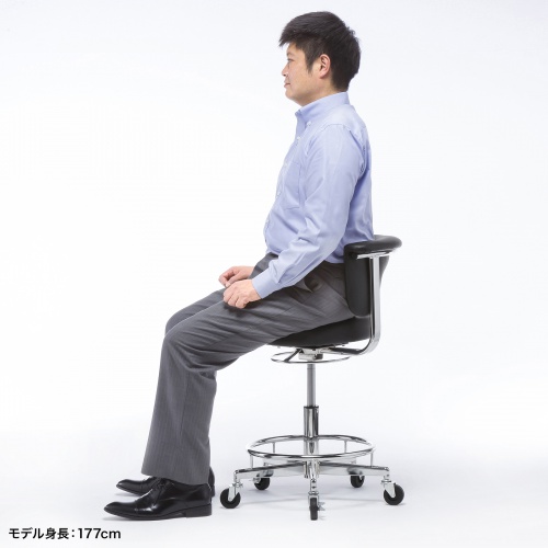 作業用ワークスツール（レザー・スチールメッキ・キャスター） SNC-RD10VBK サンワサプライ