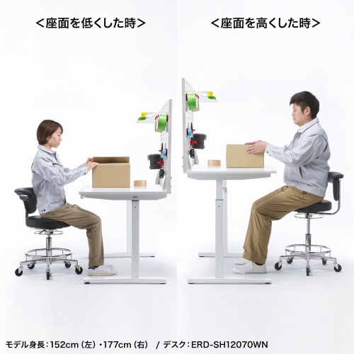 作業用ワークスツール（レザー・スチールメッキ・キャスター） SNC-RD10VBK サンワサプライ