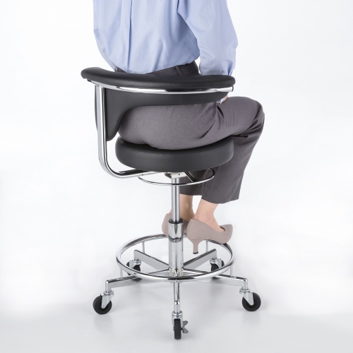 作業用ワークスツール（レザー・スチールメッキ・キャスター） SNC-RD10VBK サンワサプライ