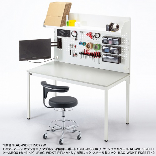 作業用ワークスツール（レザー・スチールメッキ・キャスター） SNC-RD10VBK サンワサプライ