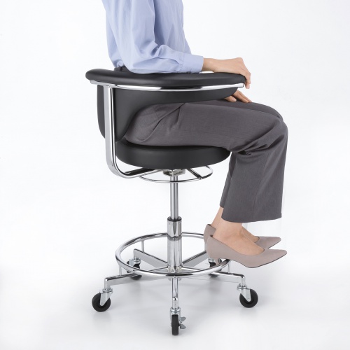 作業用ワークスツール（レザー・スチールメッキ・キャスター） SNC-RD10VBK サンワサプライ