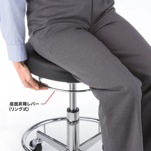 作業用ワークスツール（レザー・スチールメッキ・キャスター） SNC-RD10VBK サンワサプライ