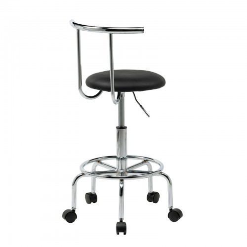 カウンターチェア（キャスター・昇降式・背もたれ付き・ハイタイプ・スツール・クッション・ブラック）