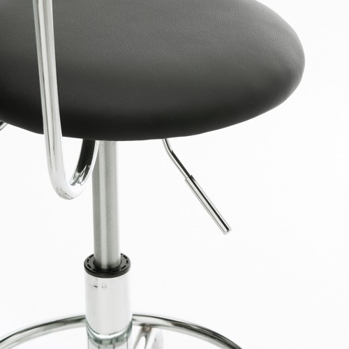 カウンターチェア（キャスター・昇降式・背もたれ付き・ハイタイプ・スツール・クッション・ブラック）