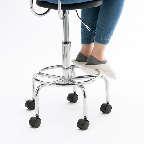 カウンターチェア（キャスター・昇降式・背もたれ付き・ハイタイプ・スツール・クッション・ブラック）