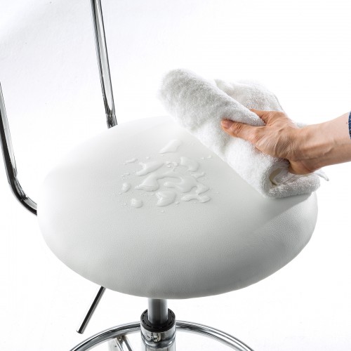 カウンターチェア（キャスター・昇降式・背もたれ付き・ハイタイプ・スツール・クッション・ホワイト）