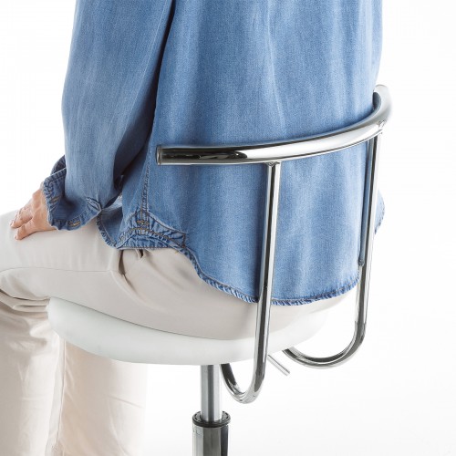 カウンターチェア（キャスター・昇降式・背もたれ付き・ハイタイプ・スツール・クッション・ホワイト）