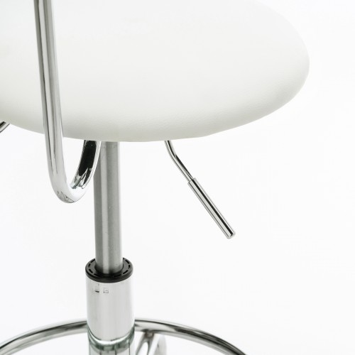 カウンターチェア（キャスター・昇降式・背もたれ付き・ハイタイプ・スツール・クッション・ホワイト）