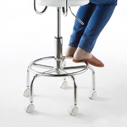 カウンターチェア（キャスター・昇降式・背もたれ付き・ハイタイプ・スツール・クッション・ホワイト）