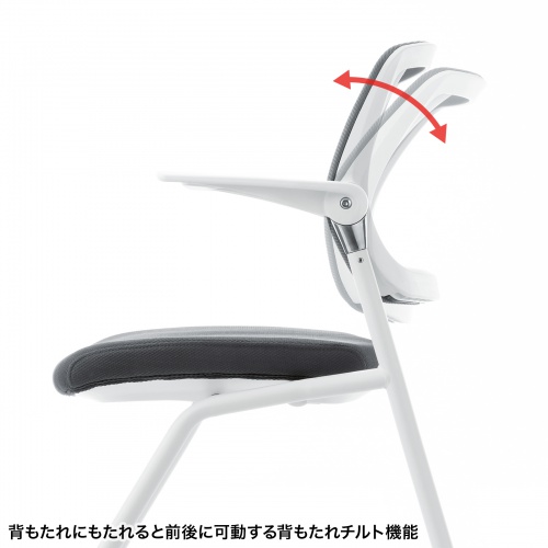 スタッキングチェア（ミーティングチェア・省スペース・キャスター付き・メッシュ・2脚セット） SNC-ST10GY サンワサプライ