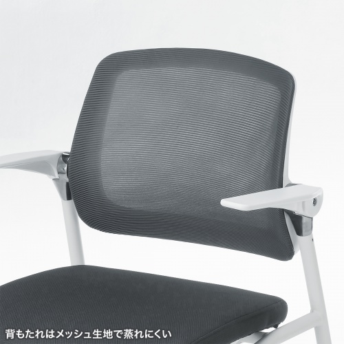 スタッキングチェア（ミーティングチェア・省スペース・キャスター付き・メッシュ・2脚セット） SNC-ST10GY サンワサプライ