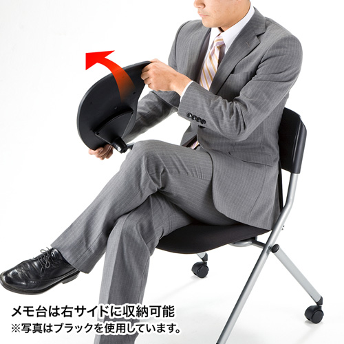 折りたたみチェア（会議・ミーティング・ネスティング・メモ台付き・コンパクト・収納・グリーン） SNC-ST6MAG サンワサプライ