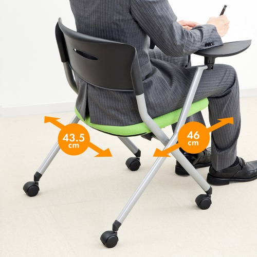 折りたたみチェア（会議・ミーティング・ネスティング・メモ台付き・コンパクト・収納・グリーン） SNC-ST6MAG サンワサプライ