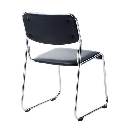 スタッキングチェア(ミーティングチェア・6脚セット・ビニールレザー・シンプル・会議・ブラック)