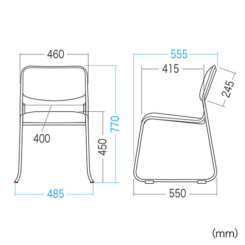 スタッキングチェア(ミーティングチェア・6脚セット・ビニールレザー・シンプル・会議・ブラック)