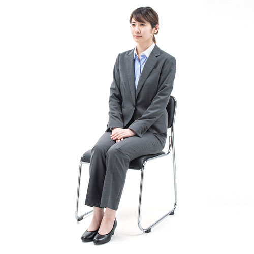 スタッキングチェア(ミーティングチェア・6脚セット・ビニールレザー・シンプル・会議・ブラック)