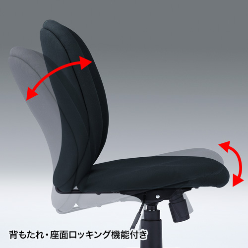 オフィスチェア（ロッキング・キャスター・布張り・ブラック） SNC-T148BK サンワサプライ