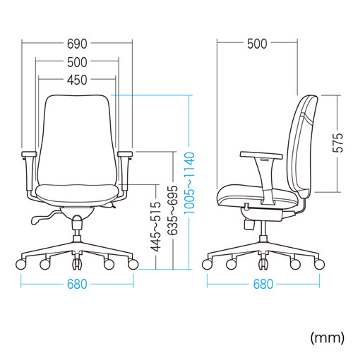 高機能ハイバックオフィスチェア（ライトブルー）SNC-T160LB